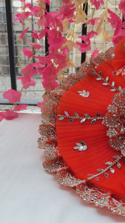 Orange Mirror Laddu Gopal Designer Dress for Janmashtami