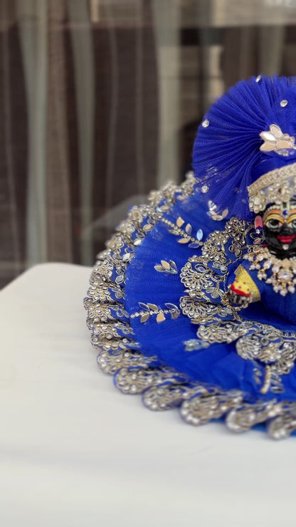 Blue Mirror Work Designer Dress for Radha Ashtami