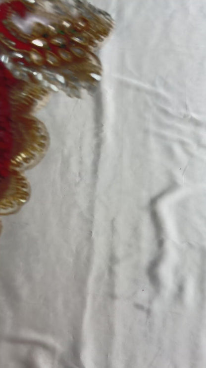 Maroon Bandhani Poshak with Heavy Mirror Work & Mukut