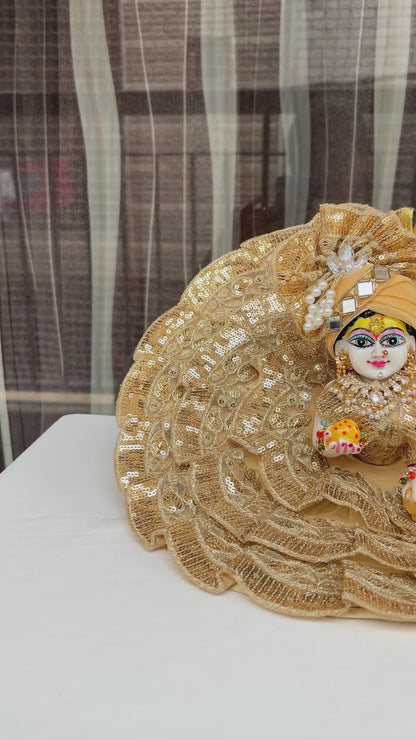 Golden Sequins Work Laddu Gopal Poshak with Mukut