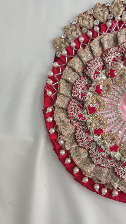 Royal Red and Baby Pink Handwork Poshak with Mukut and Patka