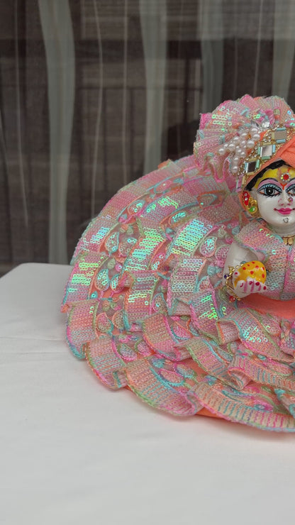 Multicolor Sequins Work Laddu Gopal Poshak with Mukut