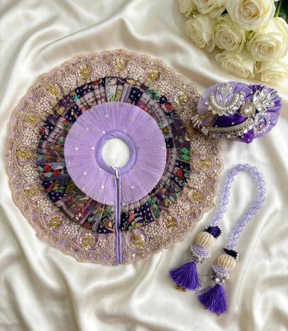 Lavender Brocade Handwork Laddu Gopal Poshak