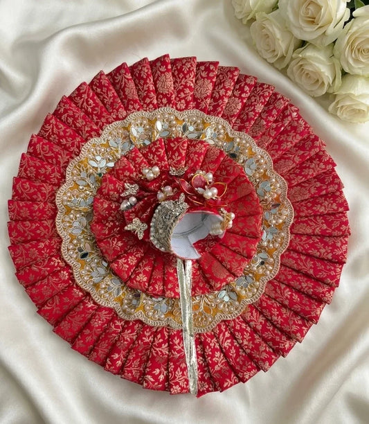 Red Brocade Poshak with Mukut
