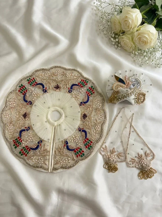 White peacock handwork with patka