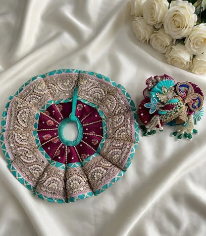 Wine and turqoise blue kali poshak with heavy mukut