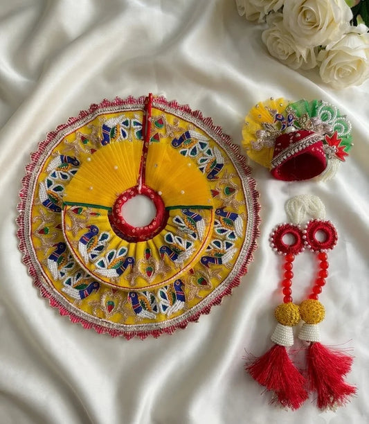 Yellow peacock handwork with patka