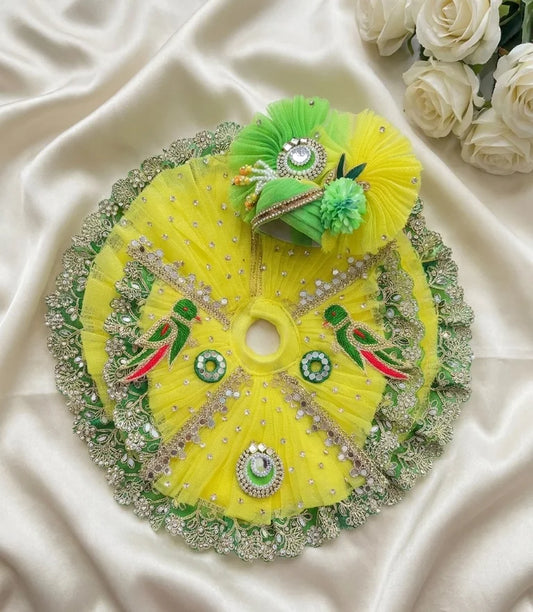 Yellow parrot poshak with Mukut